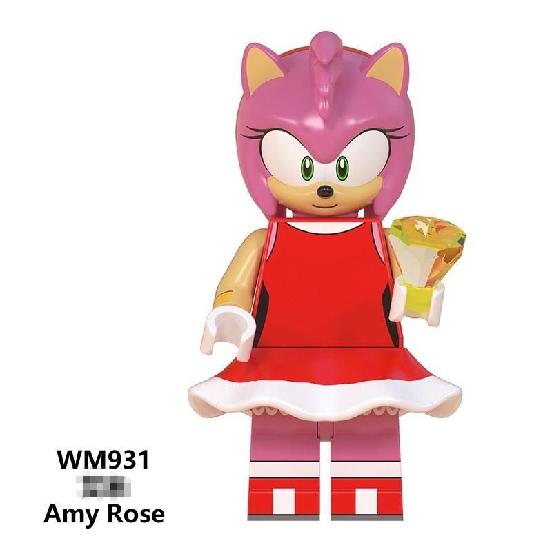 Aplique em Acrílico Personagem Amy Rose - Sonic Colorido com base ( 3 peças  )