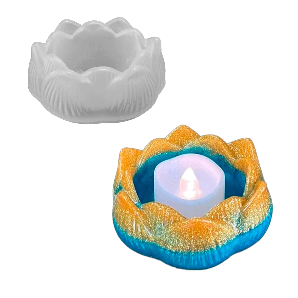 Molde De Silicone Castiçal Flor de Lotus - DmaltaStore - Imagem 3